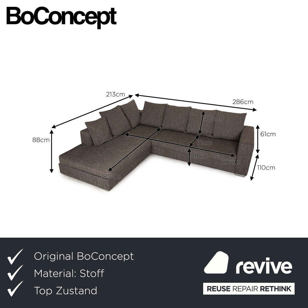 BoConcept Genova Fabric Sofa Gray Corner Sofa Couch