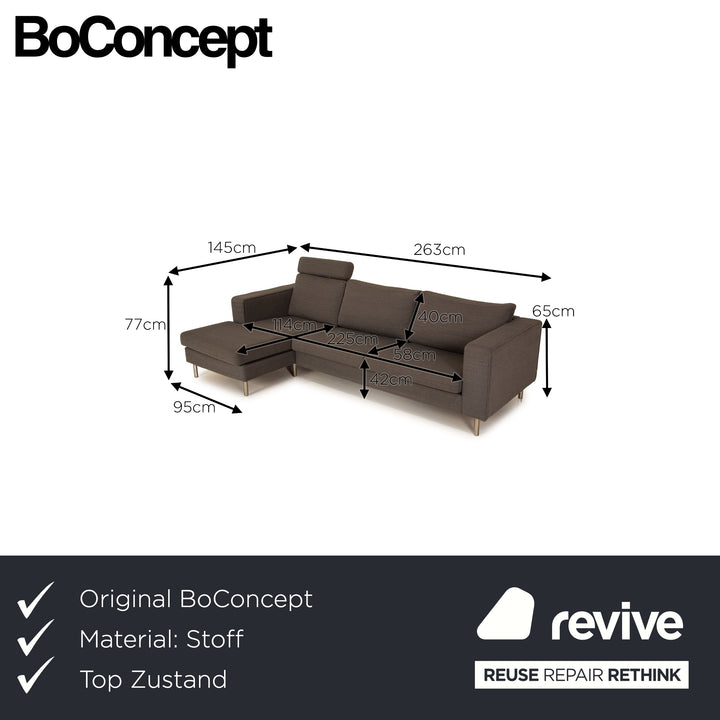 BoConcept Indivi Stoff Ecksofa Grau Sofa Couch Recamiere links