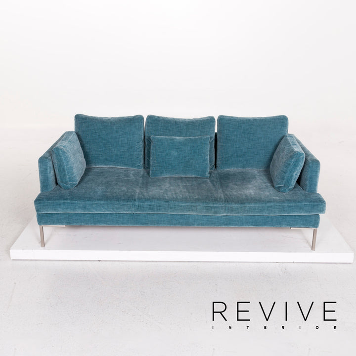 BoConcept Istra fabric sofa set blue 1x three-seater 1x stool #12597