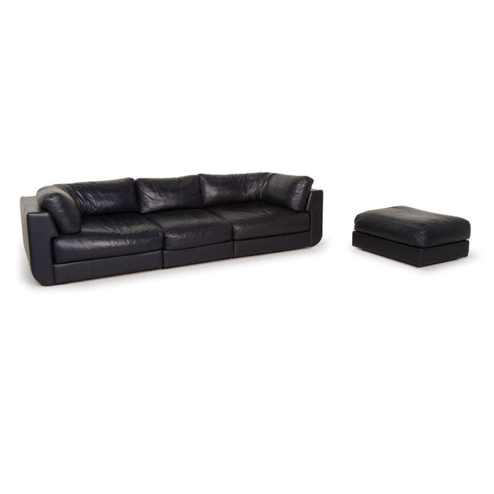 BoConcept Largo Leather Sofa Set Blue Three Seater Stool #15219