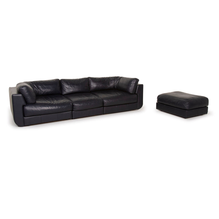 BoConcept Largo Leder Sofa Garnitur Blau Dreisitzer Hocker #15219