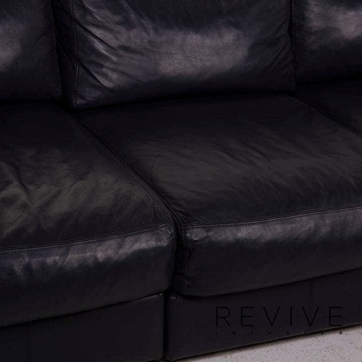 BoConcept Largo Leather Sofa Set Blue Three Seater Stool #15219