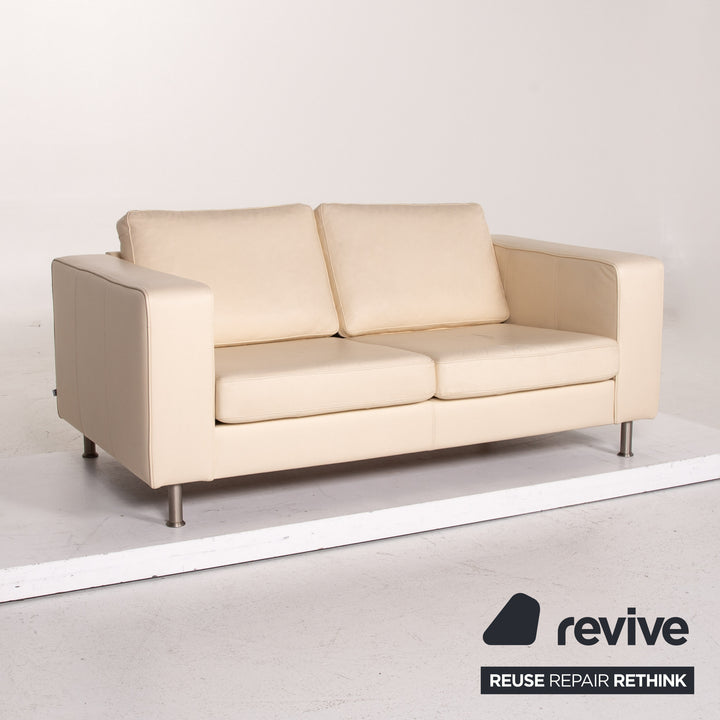 BoConcept Leder Sofa Creme Zweisitzer Couch #14805