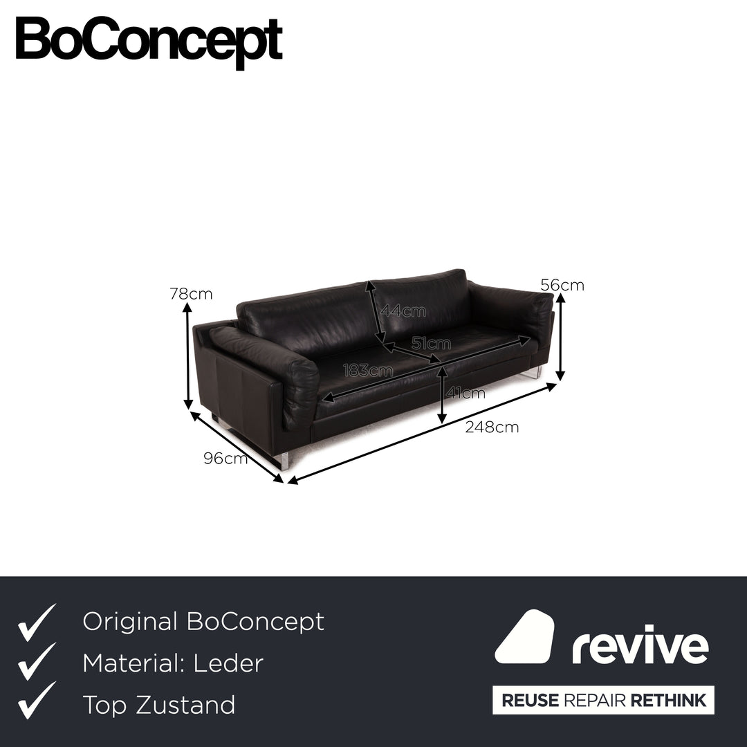 BoConcept Leder Sofa Schwarz Dreisitzer Couch