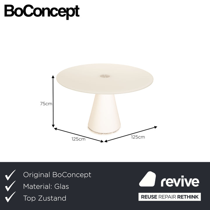 BoConcept Madrid Glas Esstisch Weiß Rund 125 x 125 cm