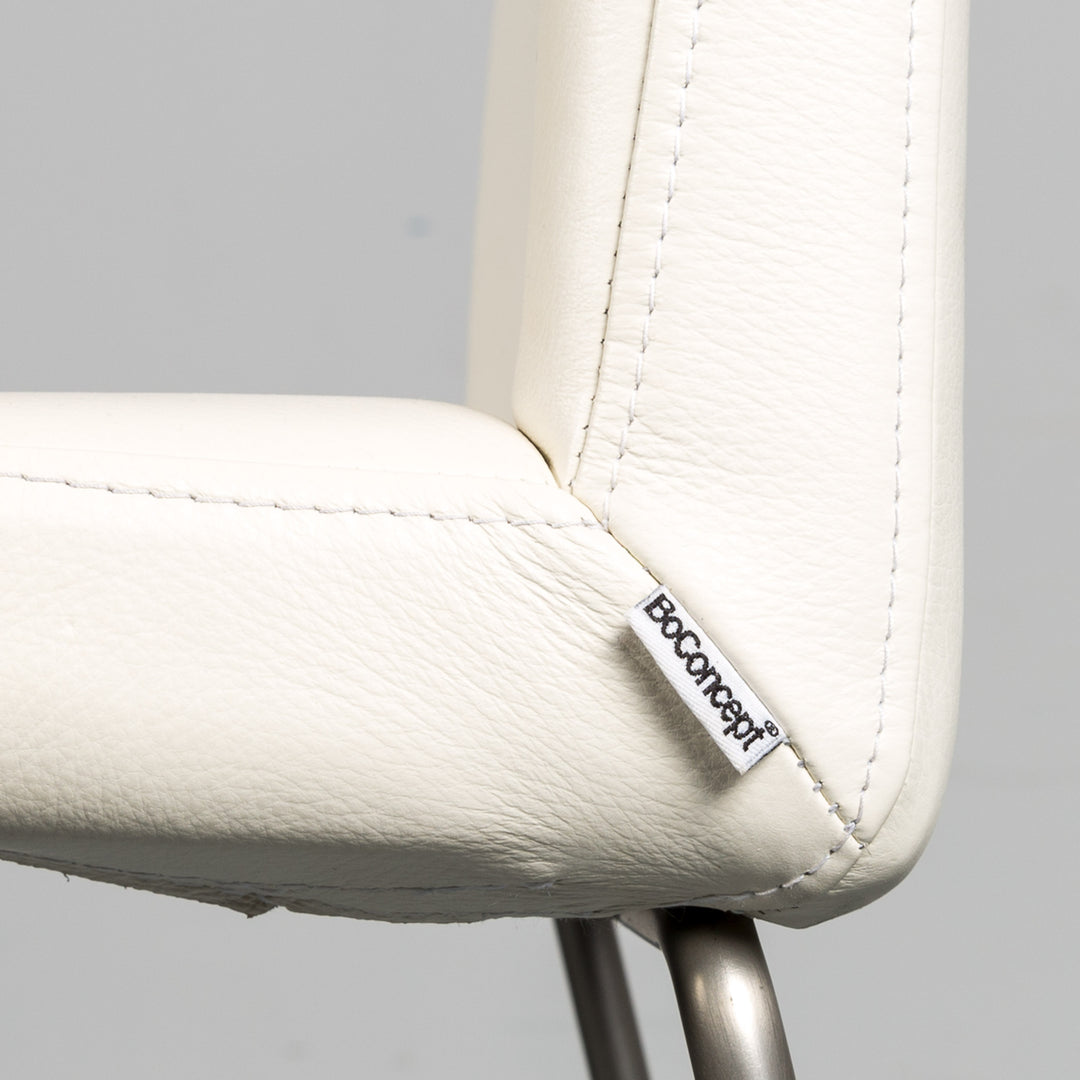 BoConcept Mariposa Leather Bar Stool Cream White Bar Chair Armchair Metal Frame #6259
