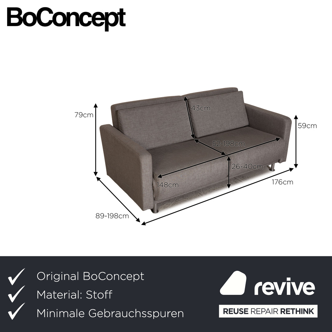 BoConcept Melo Sofa Stoff Grau Zweisitzer Couch Funktion Schlaffunktion