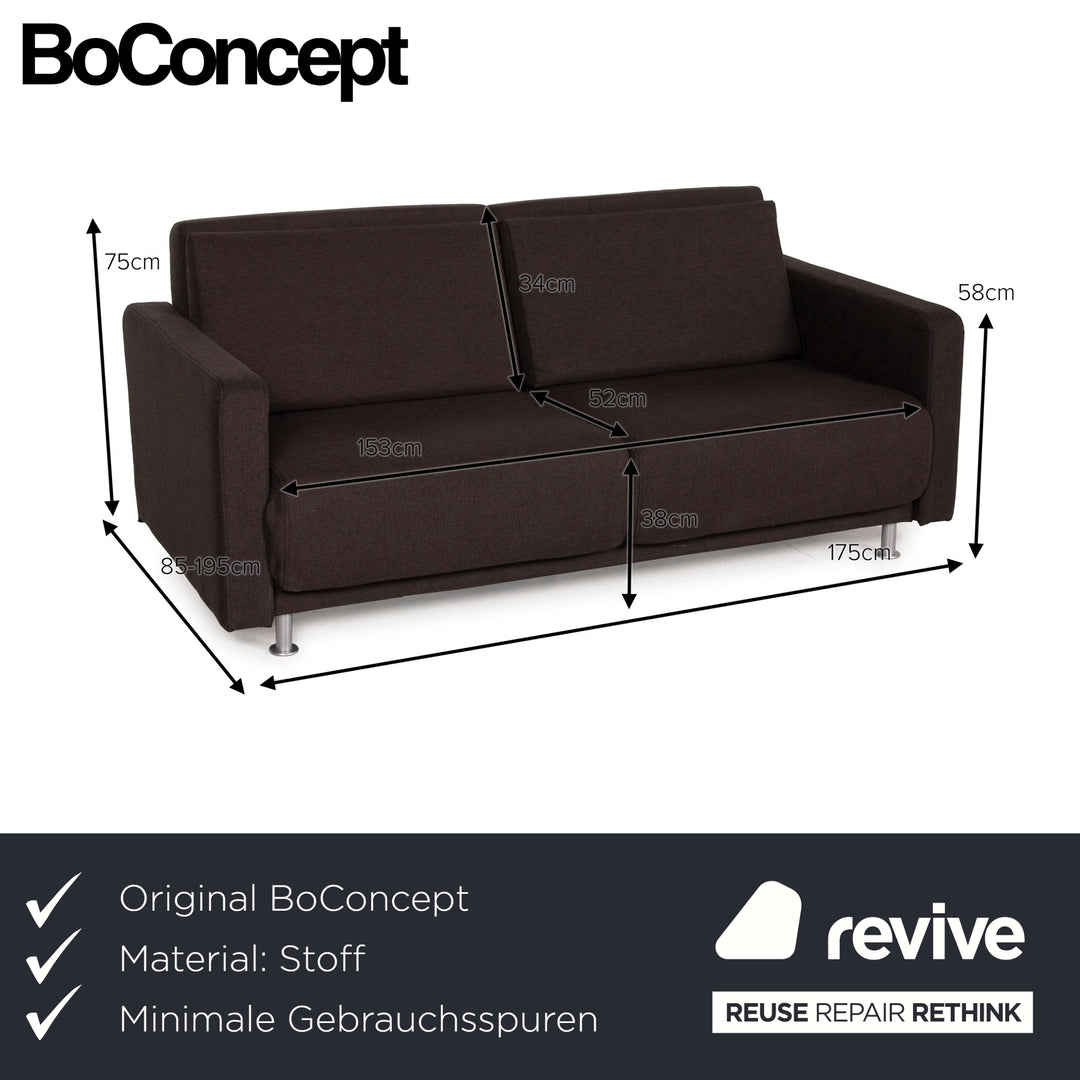 BoConcept Melo Stoff Sofa Braun Zweisitzer Relaxfunktion Schlafsofa Dunkelbraun