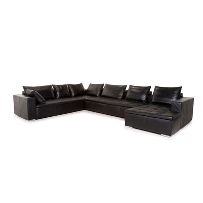 BoConcept Mezzo Leder Ecksofa Schwarz Sofa Couch #12364