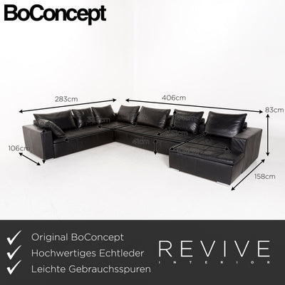 BoConcept Mezzo Leder Ecksofa Schwarz Sofa Couch #12364