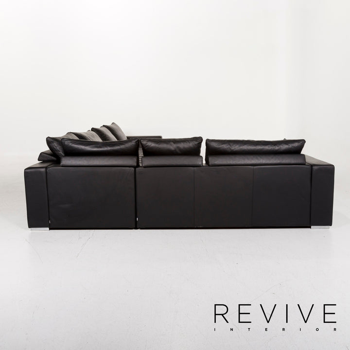 BoConcept Mezzo Leather Corner Sofa Black Sofa Couch #12364