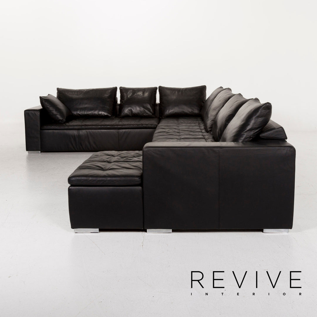 BoConcept Mezzo Leather Corner Sofa Black Sofa Couch #12364