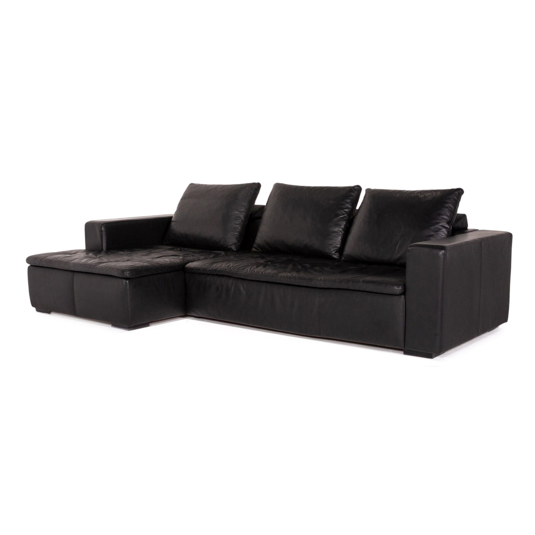 BoConcept Mezzo Leder Ecksofa Schwarz Sofa Couch #13143