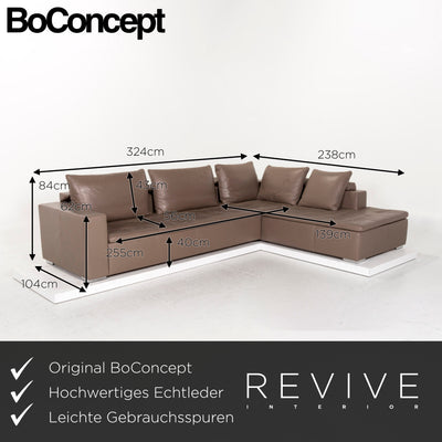 BoConcept Mezzo Leder Sofa Garnitur Braun Graubraun 1x Ecksofa 1x Hocker #13115
