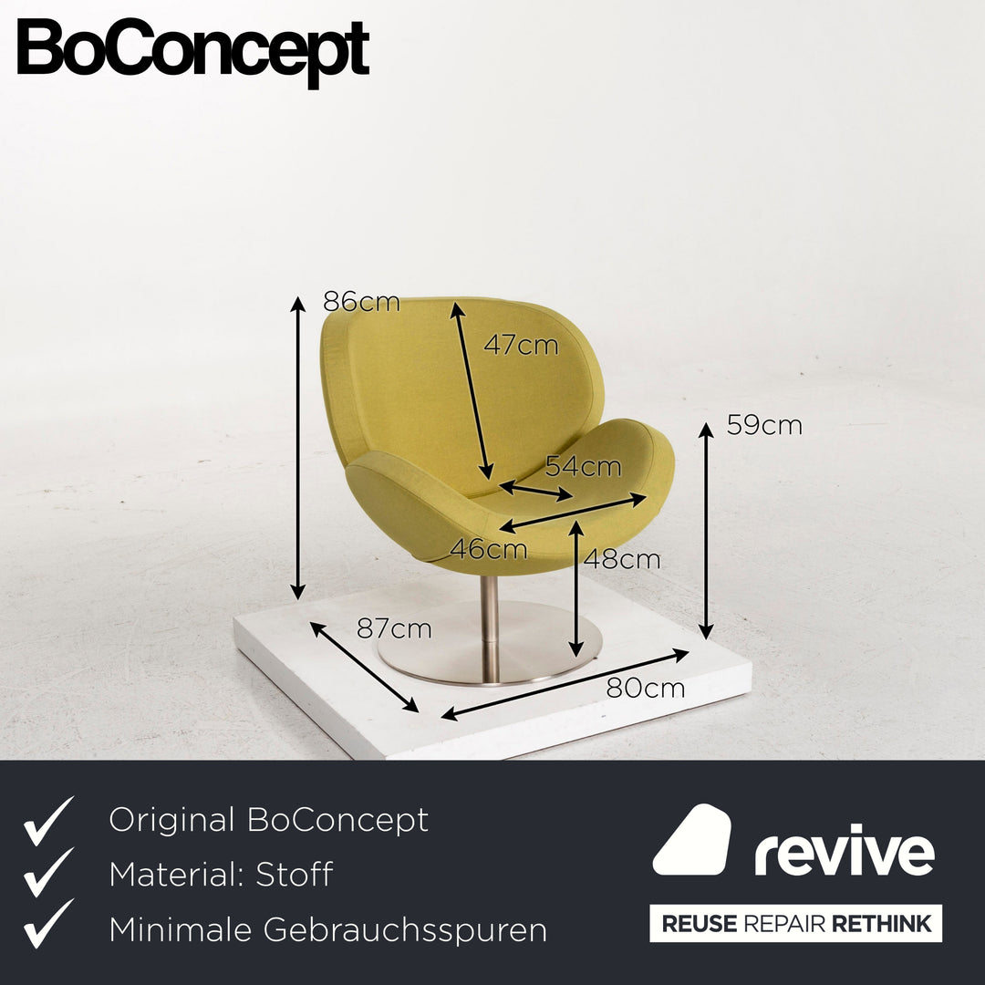 BoConcept Ogi Stoff Sessel inkl. Hocker Grün Limettengrün Drehstuhl #12928