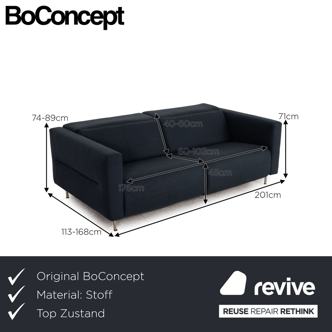 BoConcept Parma Stoff Zweisitzer Blau Dunkelblau Sofa Couch elektrische Wall-Free Funktion