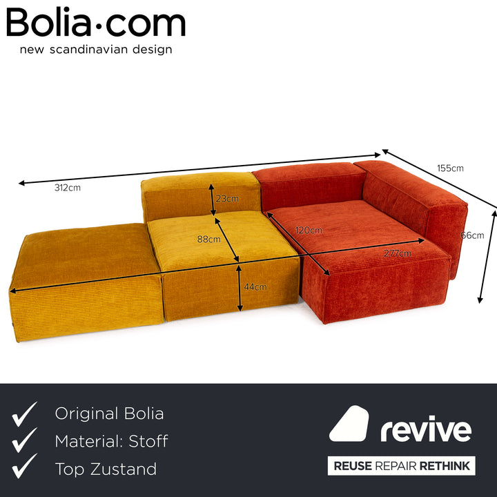 Bolia Cosima Stoff Sofa Orange Gelb Ecksofa Hocker Sofakombination Modular