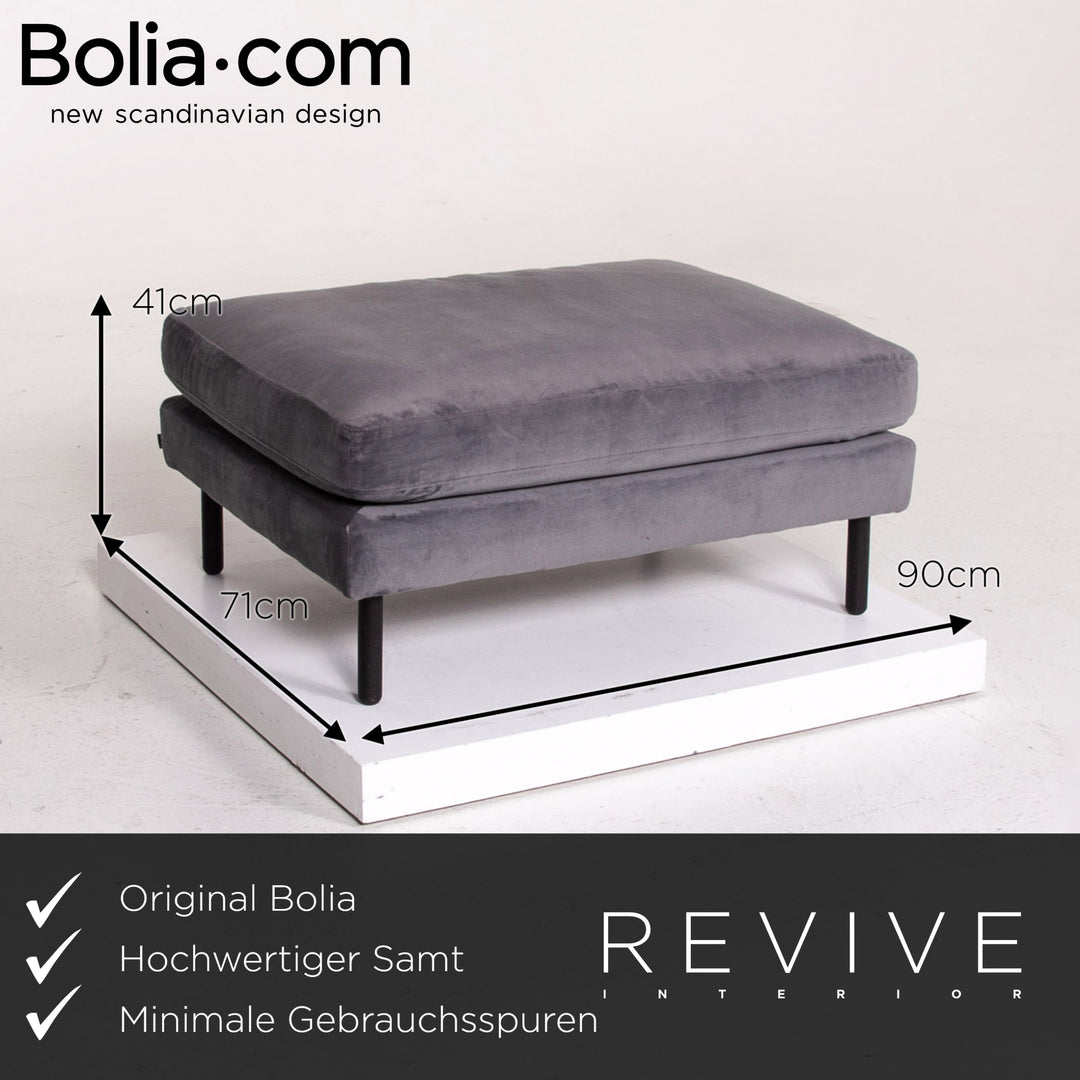Bolia Scandinavia Remix Samt Stoff Sofa inkl. Hocker Graublau Sofaset Zweisitzer Ottoman Couch Skandi #14369