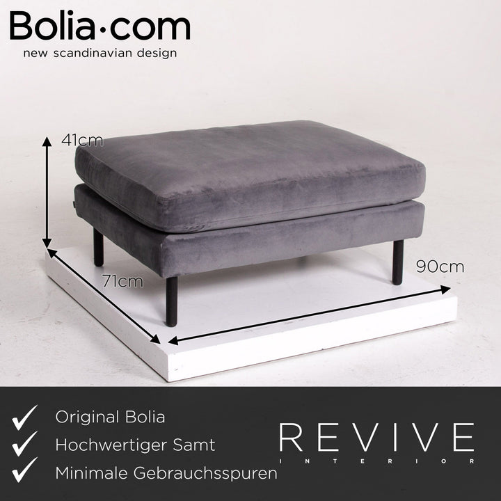 Bolia Scandinavia Remix Samt Stoff Sofa inkl. Hocker Graublau Sofaset Zweisitzer Ottoman Couch Skandi #14369