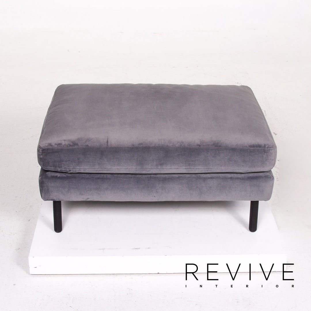 Bolia Scandinavia Remix Samt Stoff Sofa inkl. Hocker Graublau Sofaset Zweisitzer Ottoman Couch Skandi #14369
