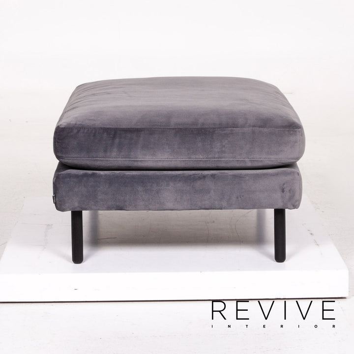 Bolia Scandinavia Remix Samt Stoff Sofa inkl. Hocker Graublau Sofaset Zweisitzer Ottoman Couch Skandi #14369
