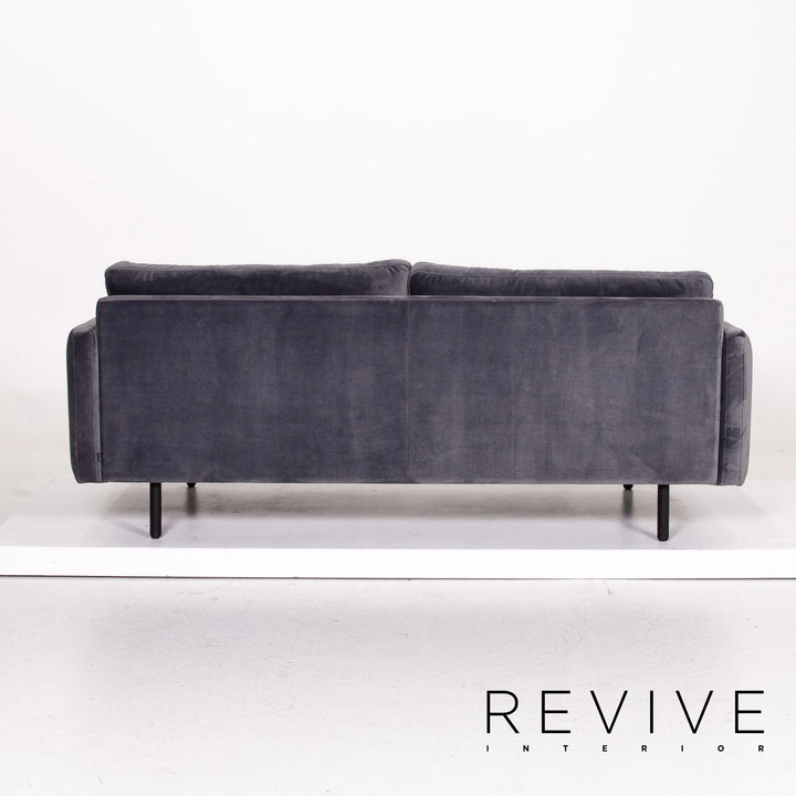 Bolia Scandinavia Remix Samt Stoff Sofa inkl. Hocker Graublau Sofaset Zweisitzer Ottoman Couch Skandi #14369