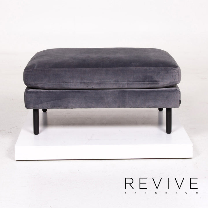 Bolia Scandinavia Remix Samt Stoff Sofa inkl. Hocker Graublau Sofaset Zweisitzer Ottoman Couch Skandi #14369