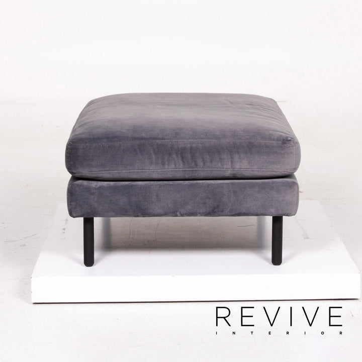 Bolia Scandinavia Remix Samt Stoff Sofa inkl. Hocker Graublau Sofaset Zweisitzer Ottoman Couch Skandi #14369