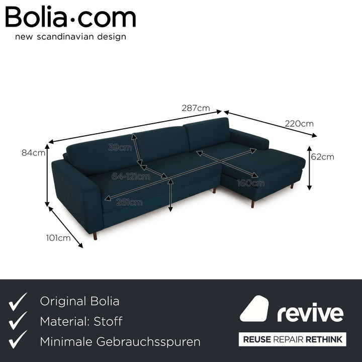 Bolia Scandinavia Remix Stoff Sofa Blau Ecksofa Couch Funktion Schlafsofa