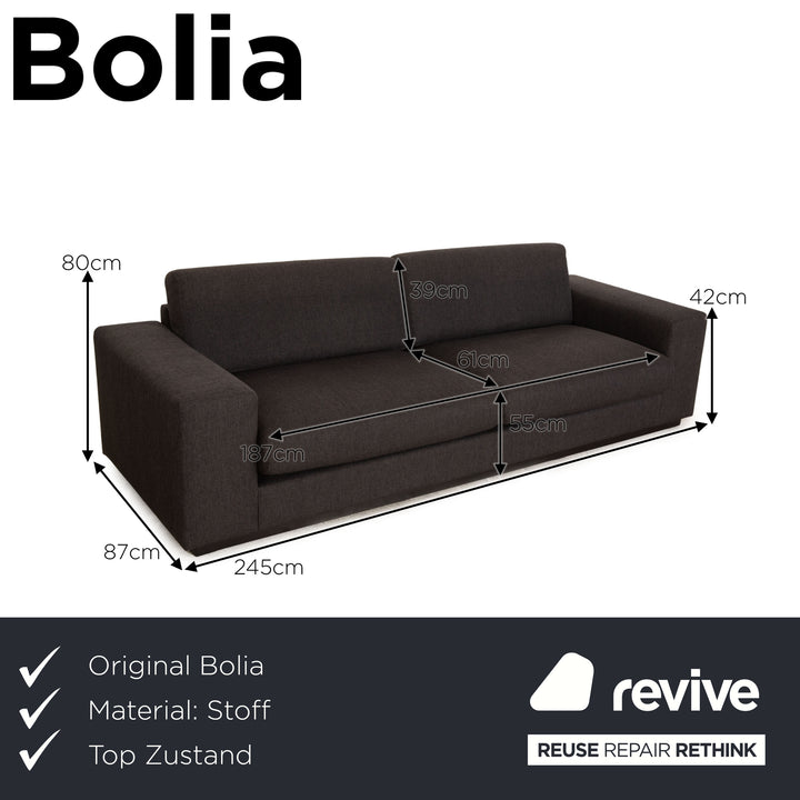Bolia Sepia Stoff Dreisitzer Grau Sofa Couch