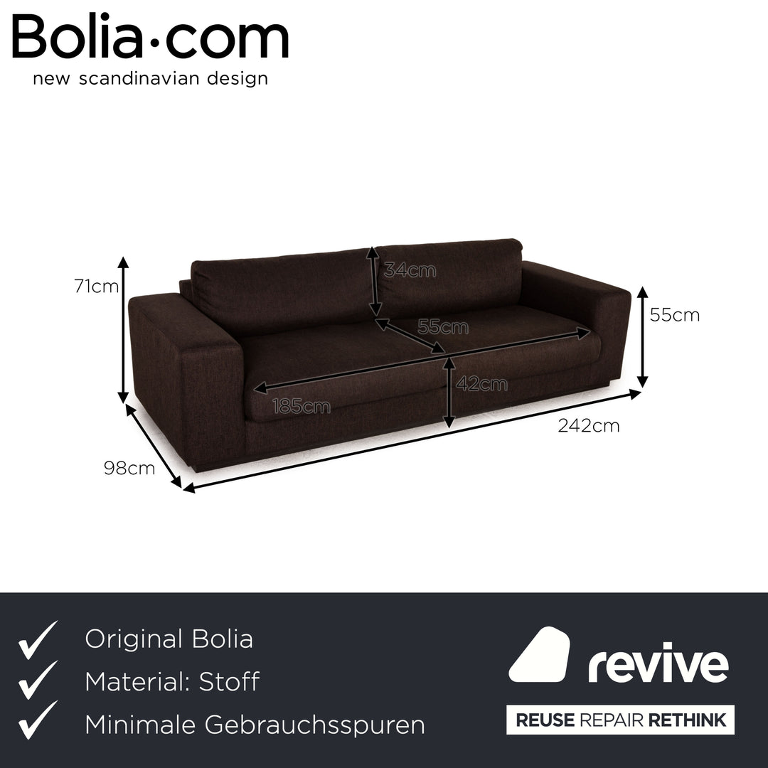 Bolia Sepia Stoff Sofa Dunkelbraun Dreisitzer Couch