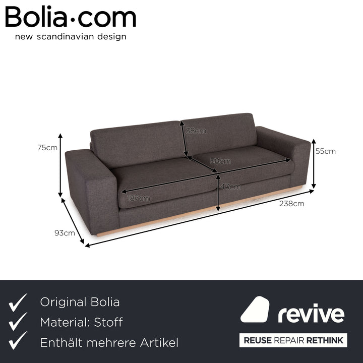 Bolia Sepia Stoff Sofa Garnitur Grau 2xDreisitzer Hocker