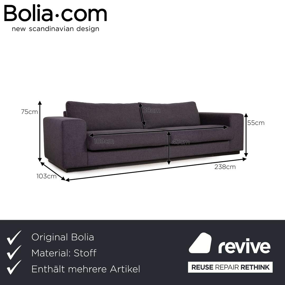 Bolia Sepia Stoff Sofa Garnitur Grau 2xDreisitzer Hocker