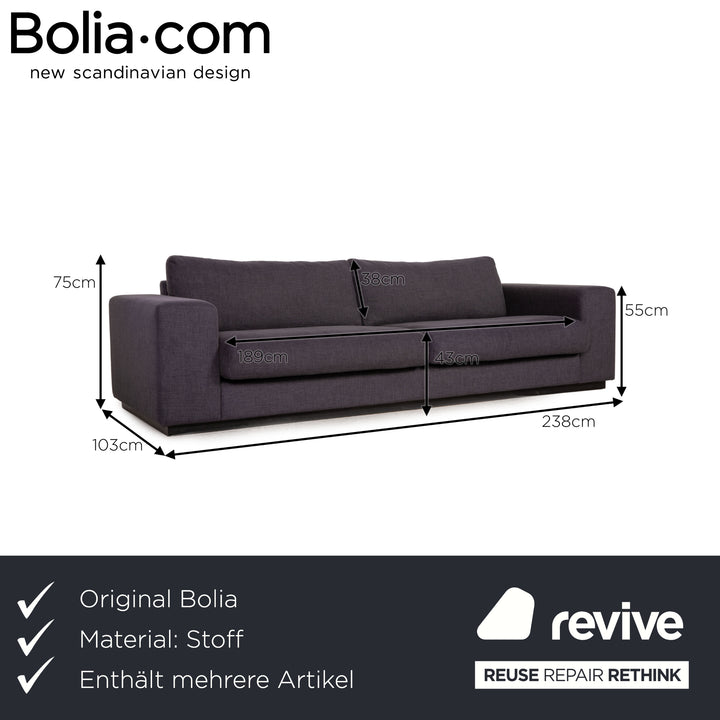 Bolia Sepia Stoff Sofa Garnitur Grau 2xDreisitzer Hocker