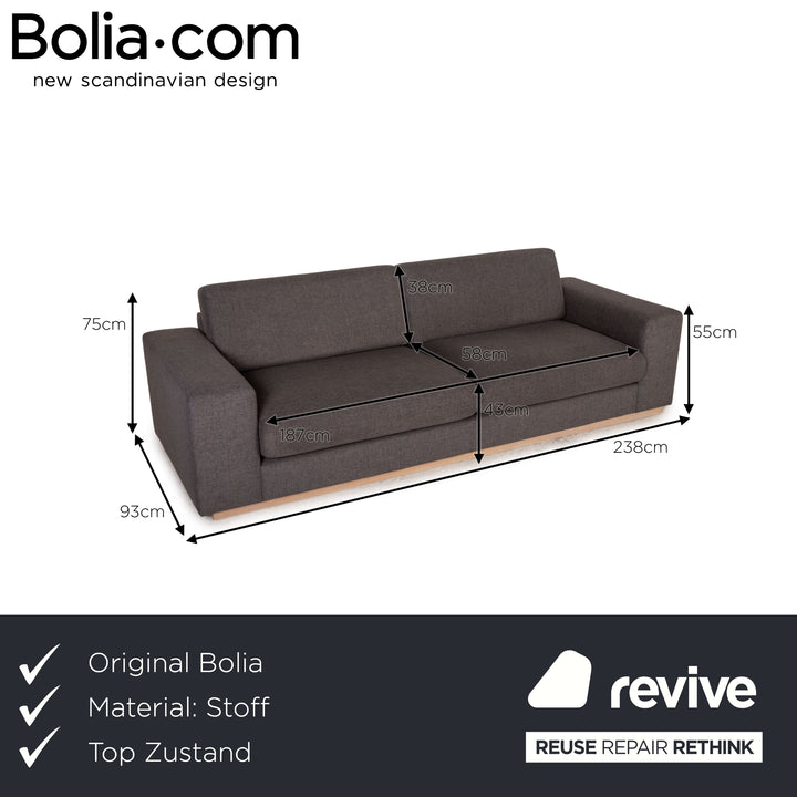 Bolia Sepia Stoff Sofa Grau Dreisitzer Couch