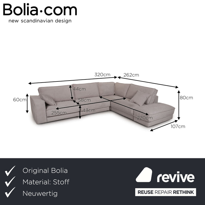 Bolia Noora Samt Stoff (Linea, Beige) Sofa Beige Ecksofa Couch