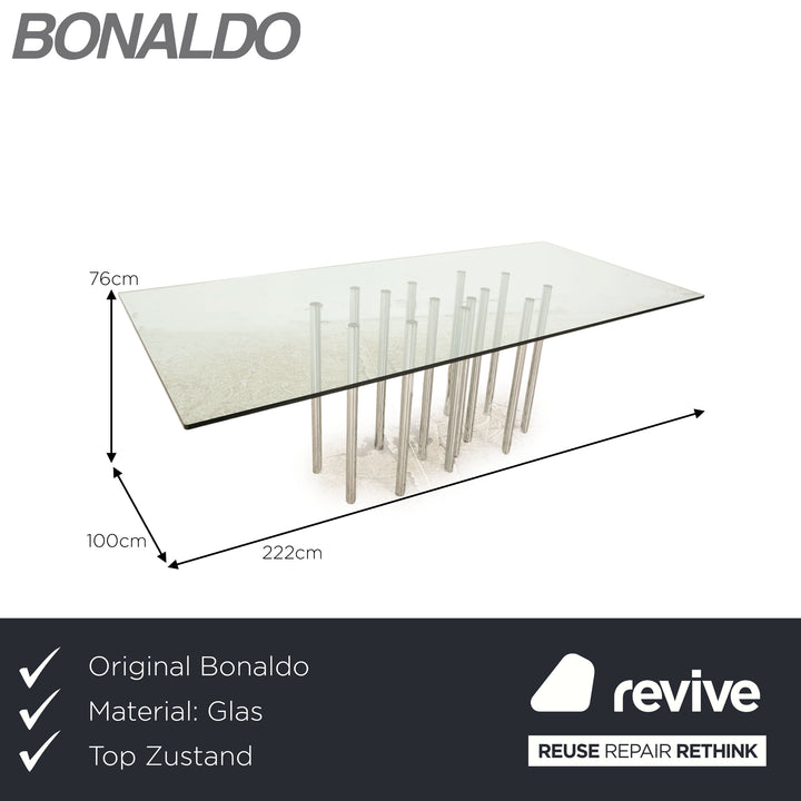 Bonaldo Glas Esstisch Silber 200 x 76 x 110