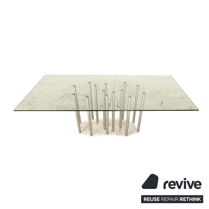 Bonaldo Mille glass dining table silver chrome 220 x 100 cm