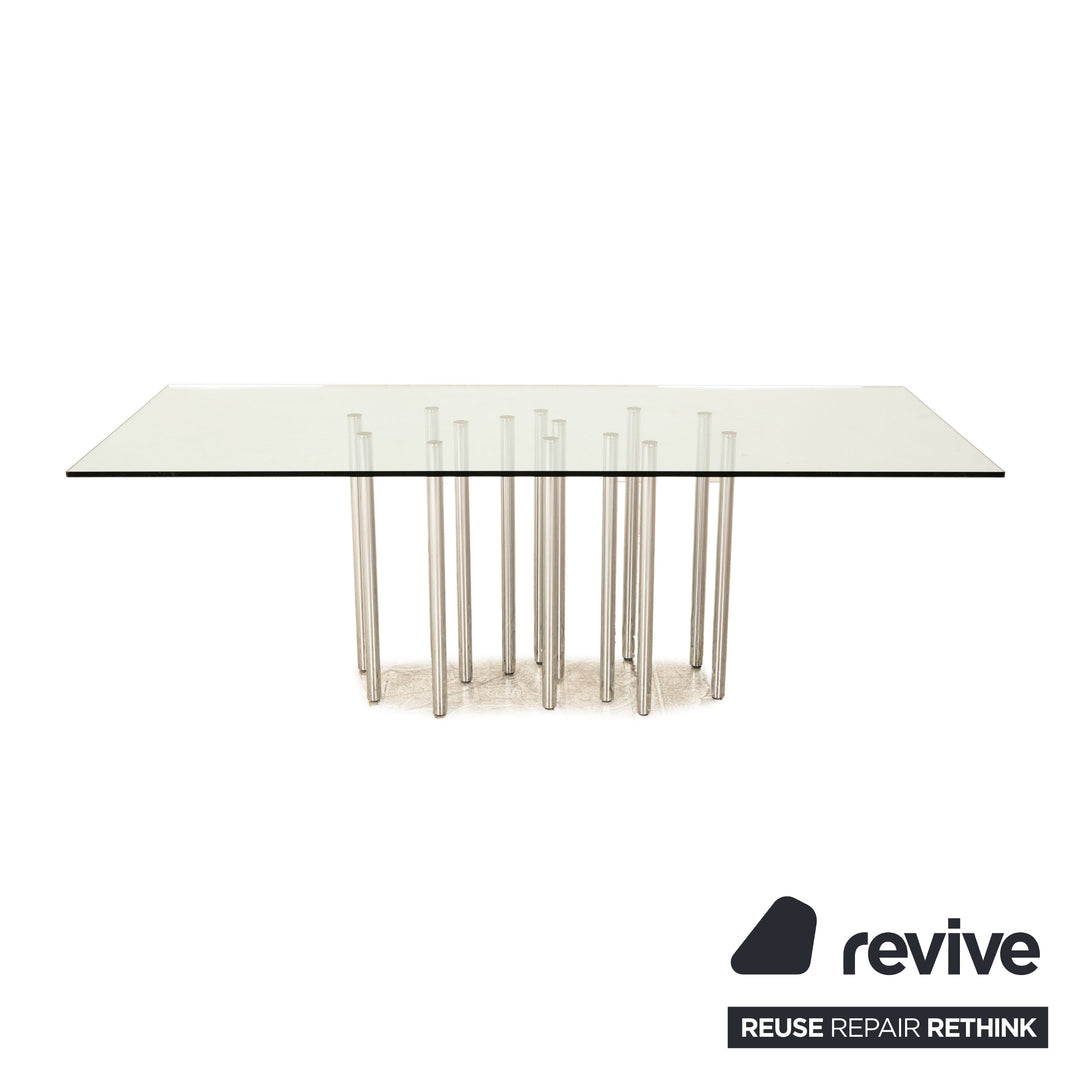 Bonaldo Mille glass dining table silver chrome 220 x 100 cm