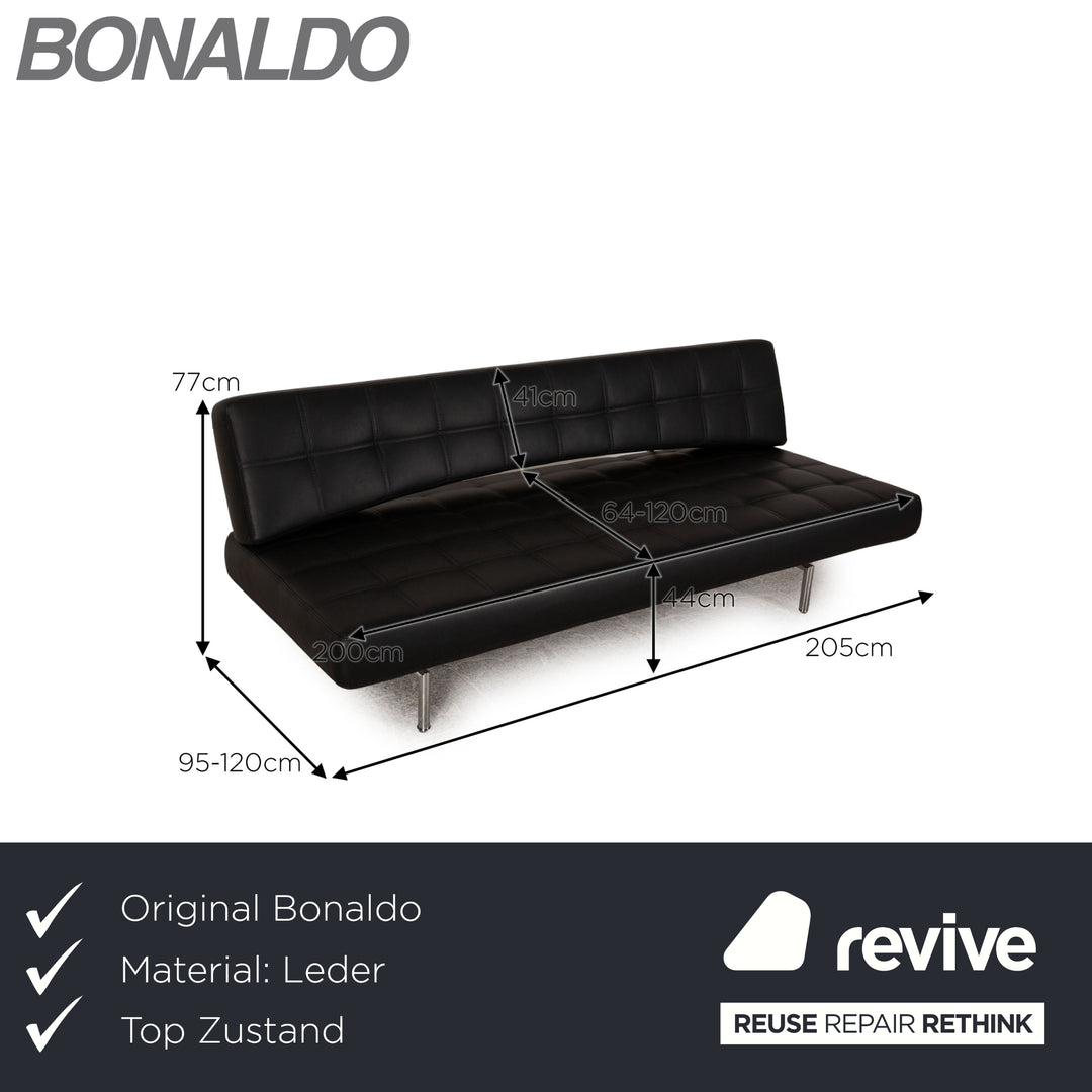 Bonaldo Pierrot King Canapé trois places en cuir noir avec fonction inclinable