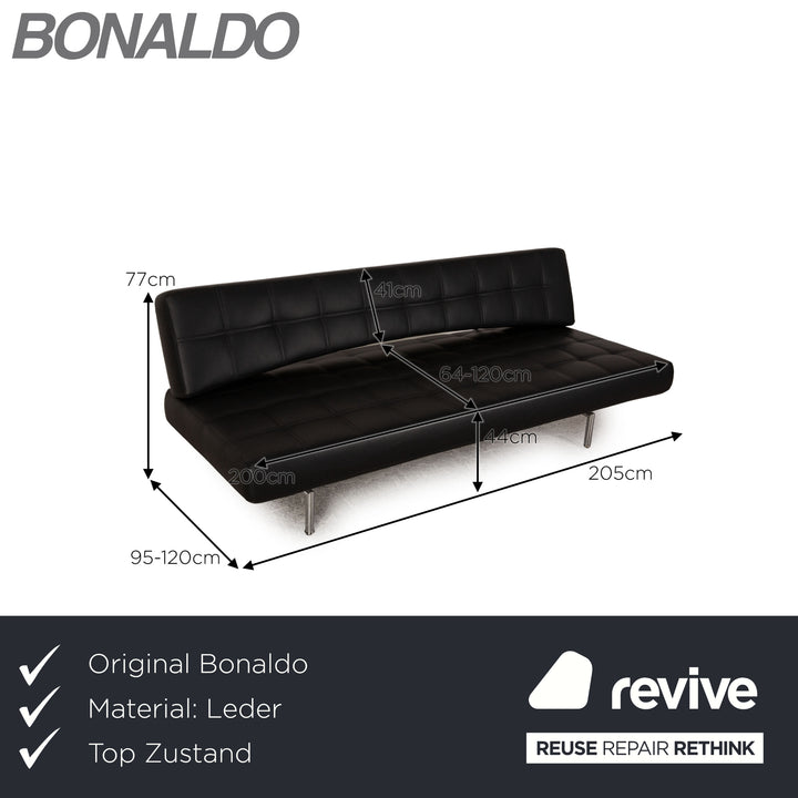 Bonaldo Pierrot King Canapé trois places en cuir noir avec fonction inclinable