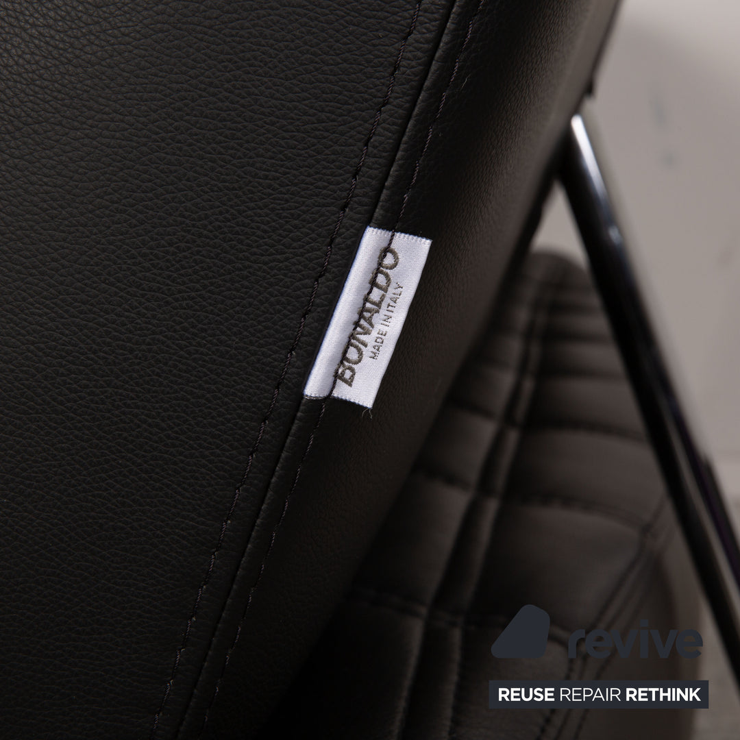 Bonaldo Pierrot King Canapé trois places en cuir noir avec fonction inclinable