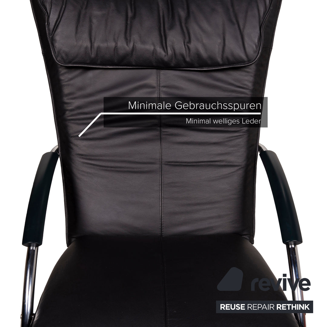 Bonaldo Swing Plus Fauteuil en cuir Noir fonction inclinable