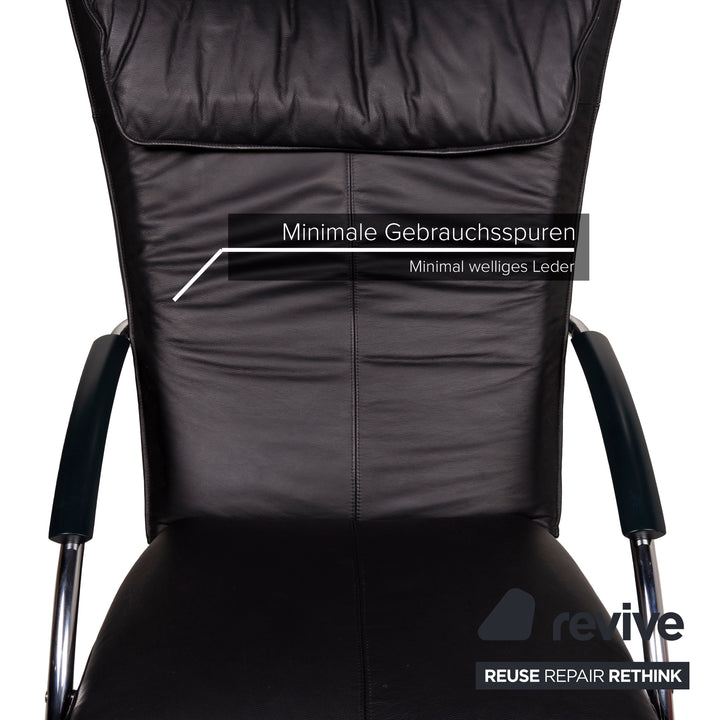 Bonaldo Swing Plus Fauteuil en cuir Noir fonction inclinable