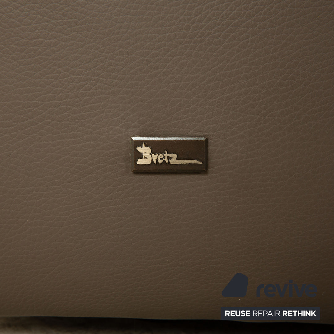 Bretz Chocolat Leather Three Seater Brown Gray