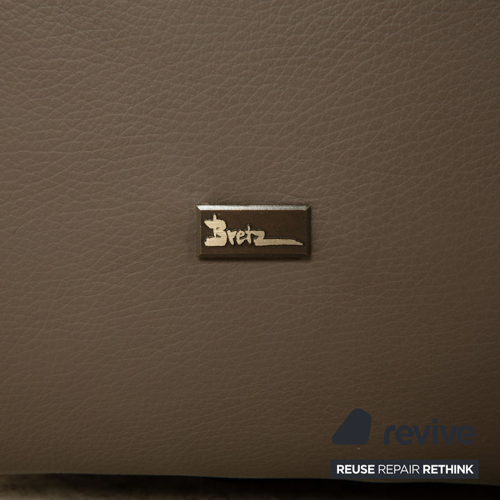 Bretz Chocolat Leather Three Seater Brown Gray