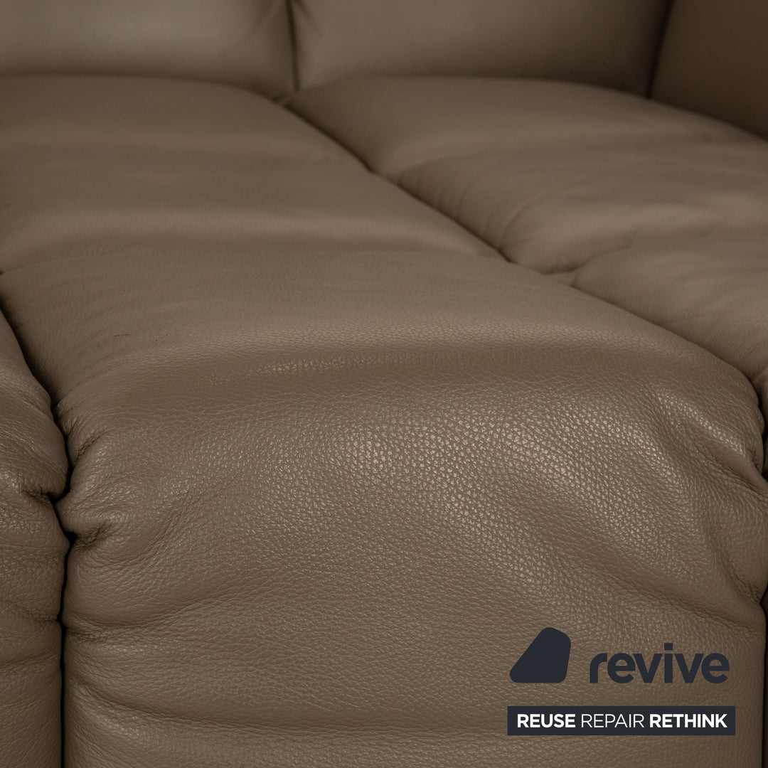 Bretz Chocolat Leather Three Seater Brown Gray