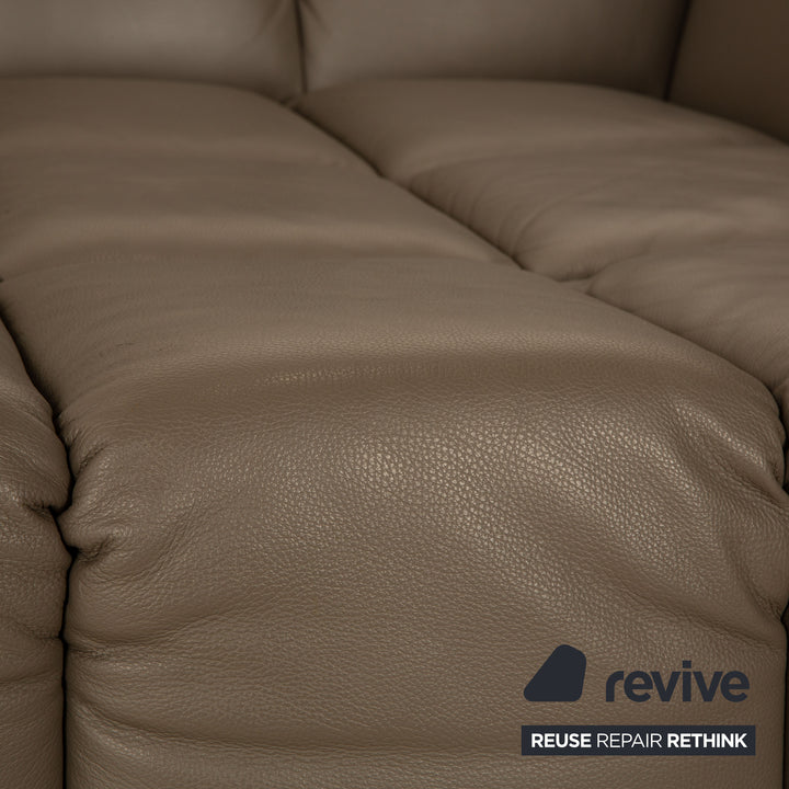 Bretz Chocolat Leather Three Seater Brown Gray