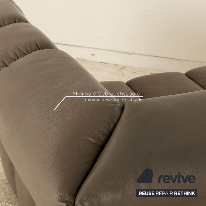 Bretz Chocolat Leather Three Seater Brown Gray