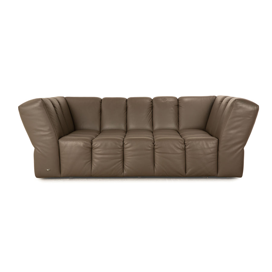 Bretz Chocolat Leather Three Seater Brown Gray
